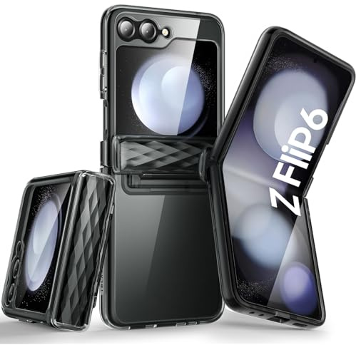 i-Blason Cosmo für Samsung Galaxy Z Flip 6 Hülle [Mit Vorderseite Displayschutz] [Scharnierschutz] Schlank Handyhülle Durchsichtige Schutzhülle Bumper Case für Samsung Galaxy Z Flip 6 (Schwarz)