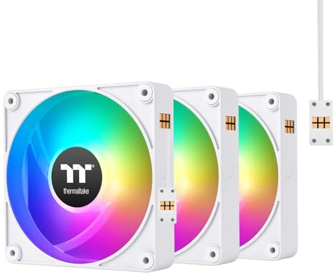 Thermaltake CT120 EX ARGB Sync - Ventilador de refrigeración para PC, color blanco (paquete de 3 ventiladores), conexión magnética, sincronización de placa base de 5 V, 16,8 millones de colores, 9 LED