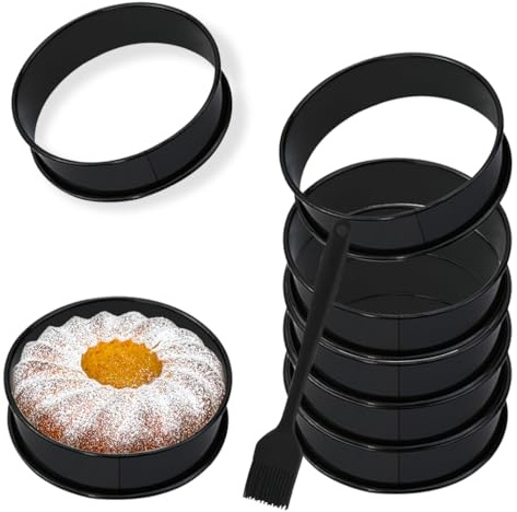6 Stück Pancake Form mit Silikonbürste, 8 Cm Edelstahl Plätzchen Eierform für Die Pfanne, Tortenring für Das Kochen für Hamburger/Pfannkuchen/Eier/Sandwiches (Innen-Durchmesser :8cm, 6 Stück)