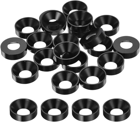 sourcing map 20 Pcs M8 Finishing Countersunk Washers, Aluminum Alloy Screw Gaskets, Cup Head Washer Gasket for Mechanical Accessories Parts, Black