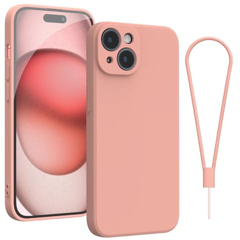 Andwing For iPhone 15 Case,Silicone Case Soft Ultra For iPhone 15 Phone Case Slim Protective Shockproof Cover Scratch-Resistant Microfiber Lining, 6.1 Pink