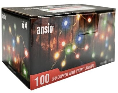 ANSIO® Christmas Lights 100 LED Multicoloured Flexible Waterproof Copper Wire Fairy Lights, Indoor Use Christmas Tree Lights for Christmas Decorations Garden & Party – Remote USB Powered