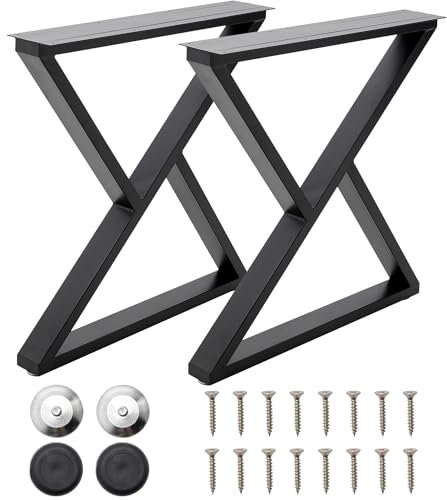 INMOZATA Tischbeine Metall Schwarz 2 Stück Tischgestell Tischkufen mit Verbreiterte Montageplatte für Esstisch Schreibtisch Stizbank 50 x 13 x 72cm, X-Form