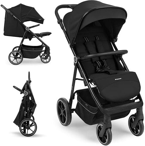 KikkaBoo LUCY Kinderwagen, Baby Sportwagen, Bis zu 22 kg, Leichtes Kinderwagen-Buggy, faltbar und kompakt, Schwarz