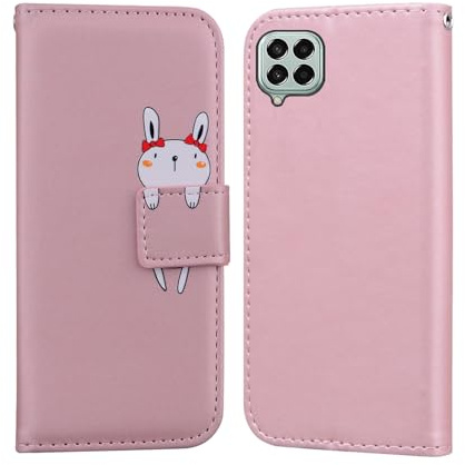 Nokverzy Coque pour Samsung Galaxy M33 5G Étui Housse Portefeuille Clapet Lapin Motif Porte Carte Magnétique Protection Pochette Flip Cover Étui Rabat Téléphone Portable pour Samsung M33 5G Rose