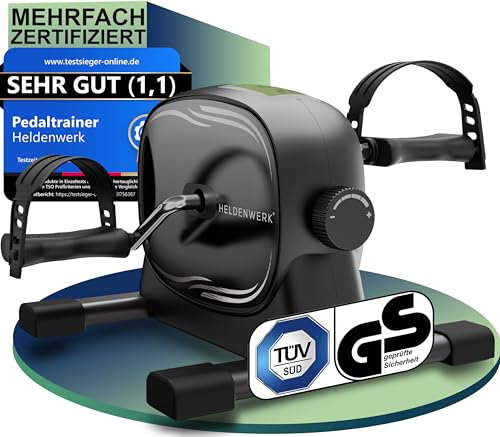 HELDENWERK Pedaltrainer Set - TÜV/GS geprüft NEU 2025 inkl. Befestigungsgurt & Anti-Rutschmatte - Arm- und Beintrainer für Zuhause - Senioren Pedal-Trainer, Heimtrainer