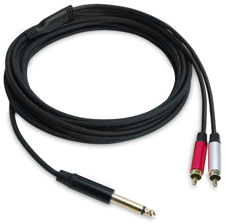 keepdrum AC047M Splitter-Kabel Y-Kabel 6.35mm Klinke Mono zu 2X RCA-Cinch 5m