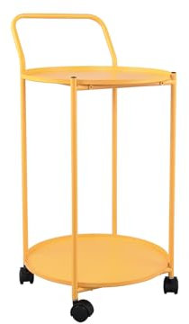 Mirrors and More Beistelltisch EDDINA auf Rollen rund aus Metall in Gelb Höhe 68cm