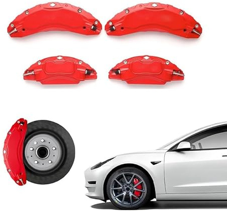 HMYOUXUAN Copripinza per Auto per Smart Fortwo 451 2008-2014, Copertura per Pinza Freno Auto, 4 Pezzi Copri Pinza Freno a Disco per Auto Anteriore in Lega di Alluminio Sostituzione,Red