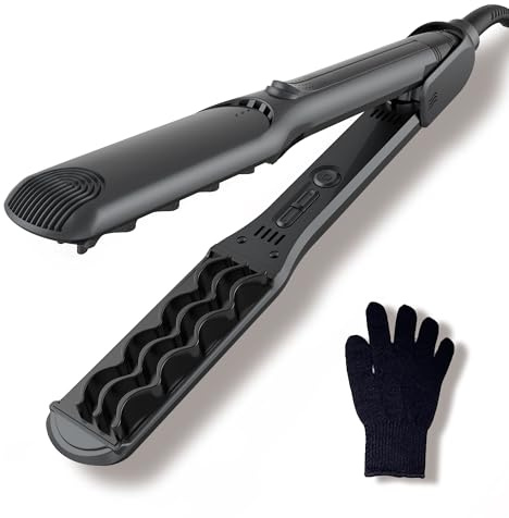 OKWRAP Kreppeisen, Kreppeisen für die Haare 110-240V, Crimper Hair 100–230 °C, Haarwaffel Crepe Eisen Haare mit 3D PTC Platten Verleiht Volumen, Glättet, Lockert