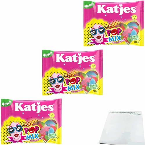 usy Bundle für Katjes Pop-Mix Kaubonbon mit Fruchtgummi 3er Pack (3x210g Packung) + usy Block