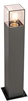 Qazqa Modern außen Pollerleuchte, Wegeleuchte, Pollerlampe für den Garten - Denmark - Dunkelgrau, max. 15W, Geeignet für LED, 50cm, IP44, Rechteckig