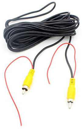 LoongGate Car Backup Camera RCA Video Cable - Reverse Rear View Parking Camera RCA AV Color Video Male To Male Adapter Cable With Detection Wire (6m/20ft)