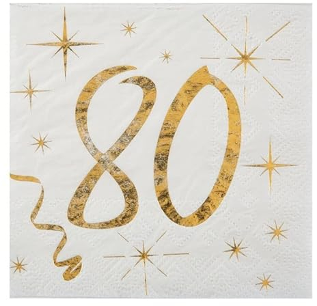 Santex Cocktail-Servietten 80. Geburtstag Golden Times 20er Pack