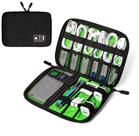 EEM Travel Cable Organizer, Accessori per Elettronica Portatile Custodie per Dischi rigidi, Cavi di Ricarica, Caricabatterie USB, Nero