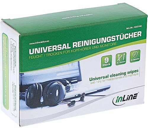 InLine® Universal Cleaning Wipes Wet/Dry for Headphones and Monitors