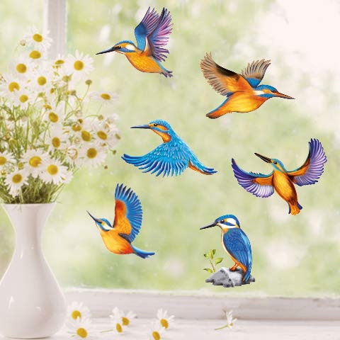 Wandtattoo Loft Fensterbild Frühling Ostern selbstklebend Vogel Eisvogel Wiederverwendbar Vögel / 1. DIN A4