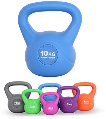 Train Hard Kettlebell-10 KG- Hellblau(Die Kettlebell ist in 6 Größen und Farben erhältlich,4kg/6kg/8kg/10kg/12kg/16kg Studio-Qualität für Krafttraining Gymnastik und Heimtraining )