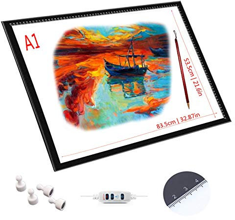 LXXYJ Kopieren Sie Aus Tabelle A4 A3 A2 A1 Tabelle Kopieren LED Boards Zeichnung Durchlässiger LED Helligkeit Einstellbar Präzise, ​​Touch Control Mit Memory-Funktion, Ultradünne Nur 0,8 cm Dick,A1