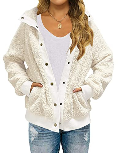 MEROKEETY Womens Fleece Sherpa Jacket Fall Winter Coats 2025 Fuzzy Button Down Warm Outerwear with Pockets