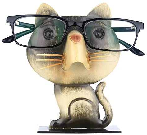 Kavolet Support à Lunettes en Forme de Chat, Porte-Lunette en Fer, Monture de Lunettes en Forme de Chat, Porte-Lunettes en Forme d'animal, Home Decor, Decor de Maison et Bureau Noir et Jaune