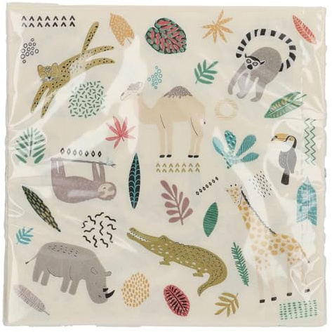 Folat 68351 Serviettes Zoo Party 33 x 33 cm Pack of 20 Multi-Coloured