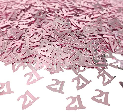 Andiker 21 Birthday Confetti Rose Gold 30g, 21st Metallic Foil Sequins Table Scatter Sprinkles for 21 Years Birthday Party Anniversary Table Party Decorations
