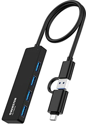Hub USB C 4 in 1 Con 4 Porte USB 3.0 da 5 Gbps - Adattatore Splitter Portatile per Laptop, Desktop, Unità Flash e Altri Dispositivi