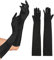 LICHUANUK Schwarze Lange Handschuhe Damen, 20er Jahre Satin Ellenbogen Lang, Hochzeit Kostüm Opern 1920er Abendhandschuhe