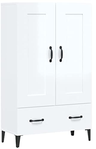 vidaXL Aparador Armario Mueble Auxiliar Almacenamiento Sala de Estar Comedor Cocina Dormitorio de Madera Contrachapada Blanco Brillante
