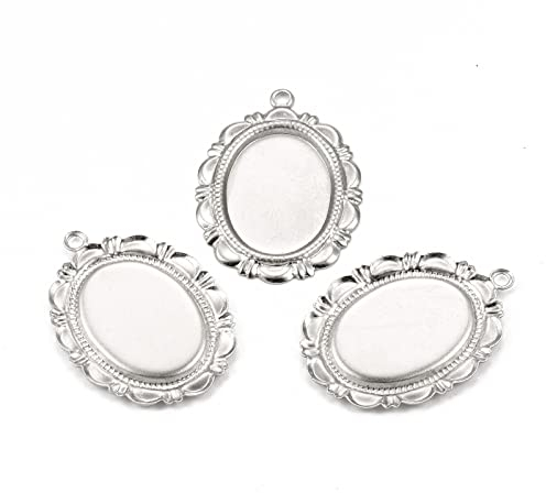 UNICRAFTALE 10 Ovales Tablett Für Anhänger Blanko Lünette Anhänger Tabletts 18x13 mm Basis Cabochon Fassungen Edelstahl Rohlinge Anhänger Für Schmuckherstellung DIY Ergebnisse