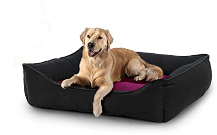 CHILIMILII Dog Sofa Bed- Washable Orthopedic Dog Bed Calming, Anti-Anxiety Orthopaedic Super Soft Dog Bed or Sofa with Soft Cosy Sides- Warming Pet Bed for Small,Medium,Large Dogs (medium, Black/Red)