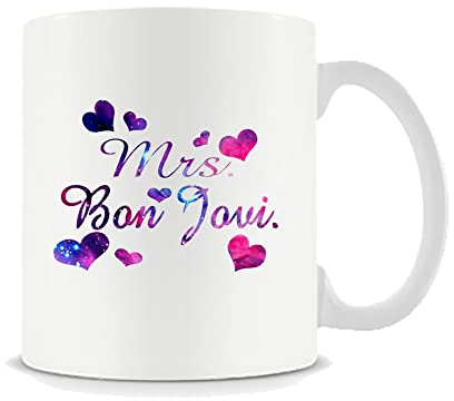 Giftme Funny Quotes Mrs. Bon Jovi High-Definition Pattern Coffee Tea Mug Unique 11oz White Ceramic Mug.