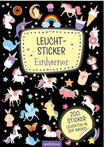 Leucht-Sticker – Einhörner: 200 Sticker leuchten in der Nacht!