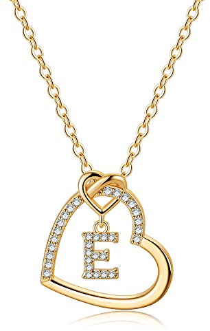 TINGN Geschenke für Mädchen - Gold Kette Herz Ketten Damen Kette mit Buchstaben E Geburtstagsgeschenk für Kinder Halskette Herz Halskette Damen Geschenke für Mädchen 6 7 8 9 10 11 12 13 14 15 Jahre
