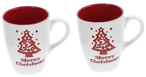UPKOCH 2St Weihnachtsbecher bürotasse kaffeekanne Kaffeebecher Weihnachtsdekoration Weihnachtskaffeetassen bedrucken Tasse mit Weihnachtsdruck Karikatur Frühstückstasse Geschenk Tasse
