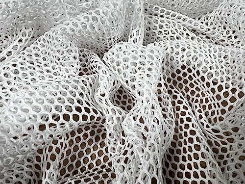 Netz-Stretch-Mesh-Jersey-Stoff, Meterware, Weiß