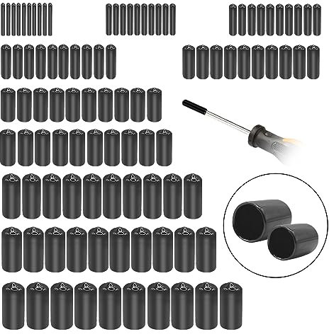 HLIWS Round Rubber End Caps-200 Pcs Black Rubber Covers,Screw Thread Protectors for protection of screws,tubes,cables,wires,etc(10 Sizes)