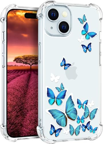 Topgraph Case Compatible for iphone 15 Cute Butterfly Clear For Women Girly Designer Girls, Cute Silicone Transparent Phone Case Butterflies Design Compatible with iphone 15