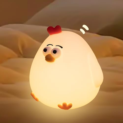Kqpoinw Nachtlicht Kinder, LED Silikon Küken Nachttischlampe mit Dimmbar Touch und Timer, USB Wiederaufladbar Stilllicht, Babyzimmer kinderzimmer Nachtlampe für Mädchen Geschenke