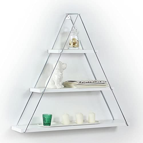 Dreieckiges Regal 74cm mit drei Holzböden in weiß - Moset