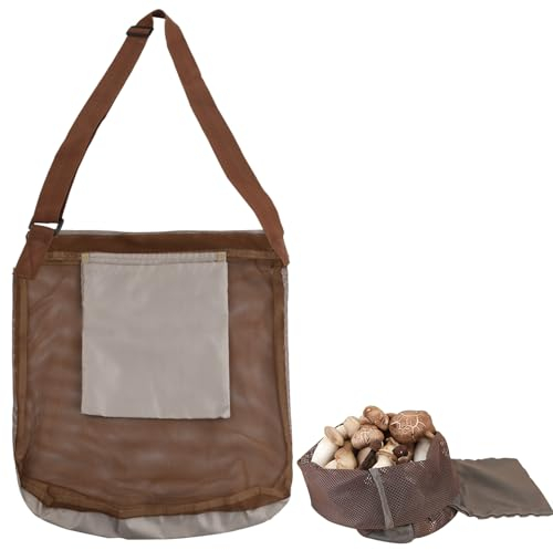 Pilze Sammeln Tasche, Bushcraft Tasche mit Verstellbarem Schultergurt, Pilzkorb Rucksack Atmungsaktive Pilz Erntetasche Jagdtasche, Pilztasche Faltbar Pilzfutterbeutel für Camping Wandern, 43x40cm