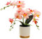 Flor de Orquídea Artificial de Tres Puntas de Color Naranja en Maceta, Maceta con Fondo Dorado, Flor Decorativa de Phalaenopsis con Maceta, Flor de Mariposa de Simulación Blanca en Maceta (Rosa)