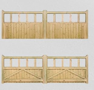 Wooden garden driveway gates, garden gates wooden 4ft, Double Driveway Wooden Garden Gates, Tongue Groove swing double wood timber (120cm High x 300cm Wide x 5cm Deep)