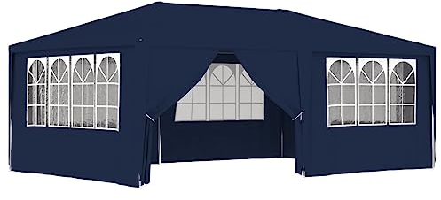 Coavain Pavillon mit Seitenwänden 4x6 m Blau 90 g/m² Partyzelt UV- und Wasserbeständig Gartenpartys Einfach zu Montieren Gartenpavillon Robuster Rahmen Zelt Treffen und Partys im Freien