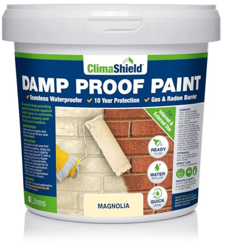 SmartSeal Damp Proof Paint - For Interior & Exterior Walls, Ceilings and Floors. Helps Prevent Water-Ingress and the Spread of Penetrating Damp (Magnolia, 5 Liters)
