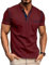 Ophestin Men's Henley Shirts Short Sleeve T Shirt Casual Fashion Shirt Buttons Tee Top Red 2XL