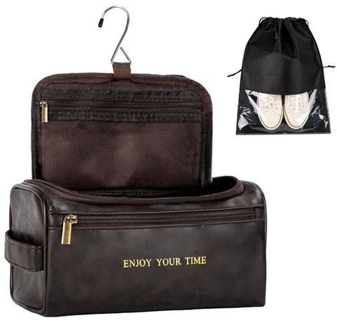 Flycalf Trousse de toilette personnalisée pour homme, Style 2 - Profitez de votre temps, Essentiel de voyage