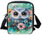 Kuiaobaty Kleine Arbeitstasche für Damen, Motiv: Aquarell-Eule, Vögel, Farbmalerei, Eulen, Blumen, Handy-Tasche mit Schultergurten, tragbare Umhängetasche, Aquarell, Eule, Blumen