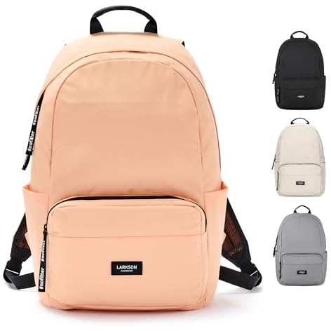 LARKSON Schulrucksack Mädchen & Jungen Teenager Orange - No 3 - Rucksack Damen & Herren für Schule - 16 Laptopfach - Aus Recyceltem PET - Wasserabweisend